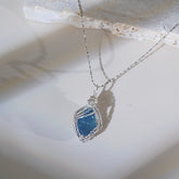‘’Moonveil‘’ Blue Fluorite Necklace|Handmade Jewelry For Clarity & Communication - Auratract
